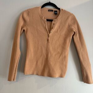Moda International Camel Ribbed Women's Sweater 100% Cotton